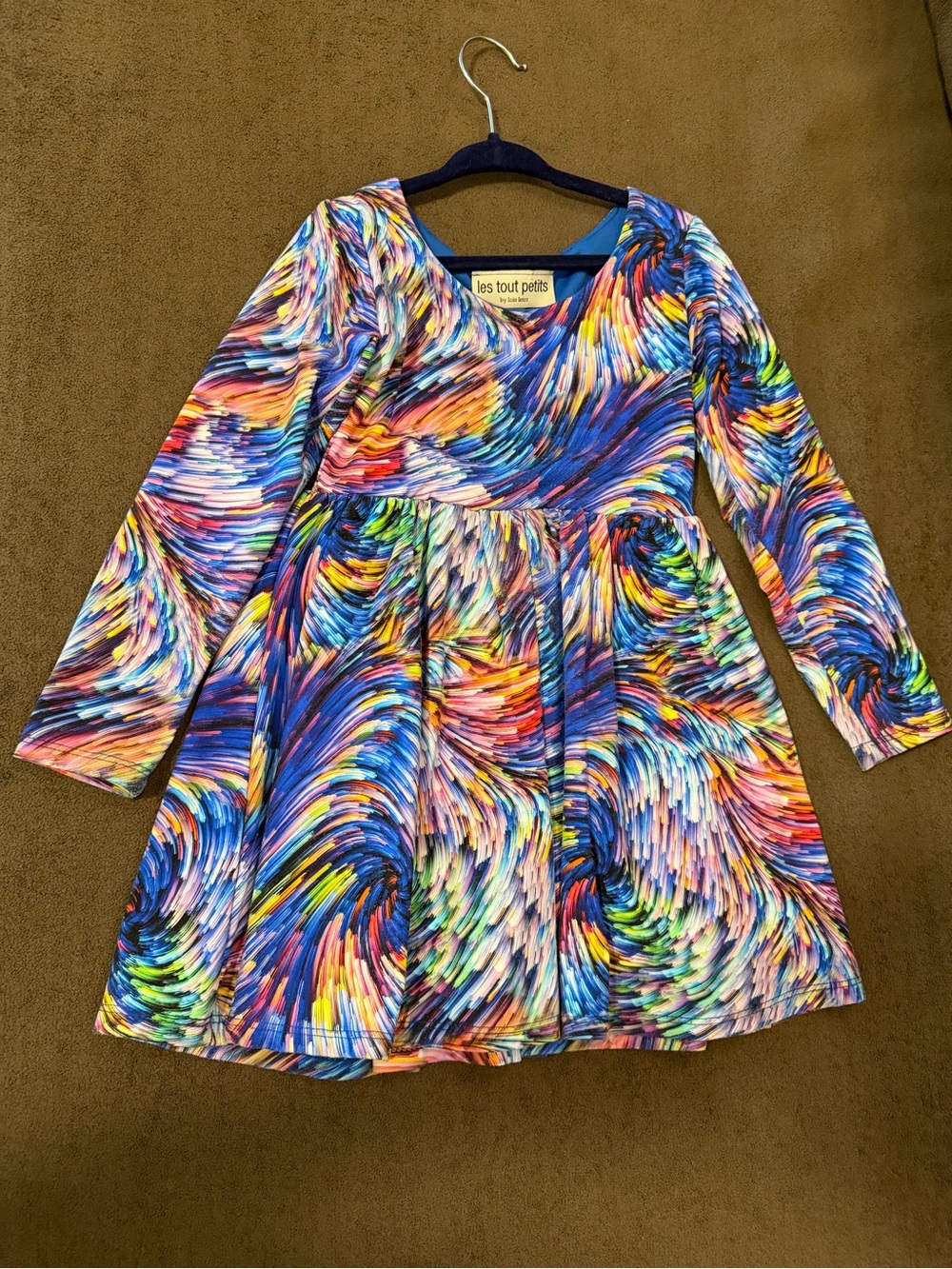 Les Tout Petits Multicolor Swirl Long-Sleeve Girls Dress